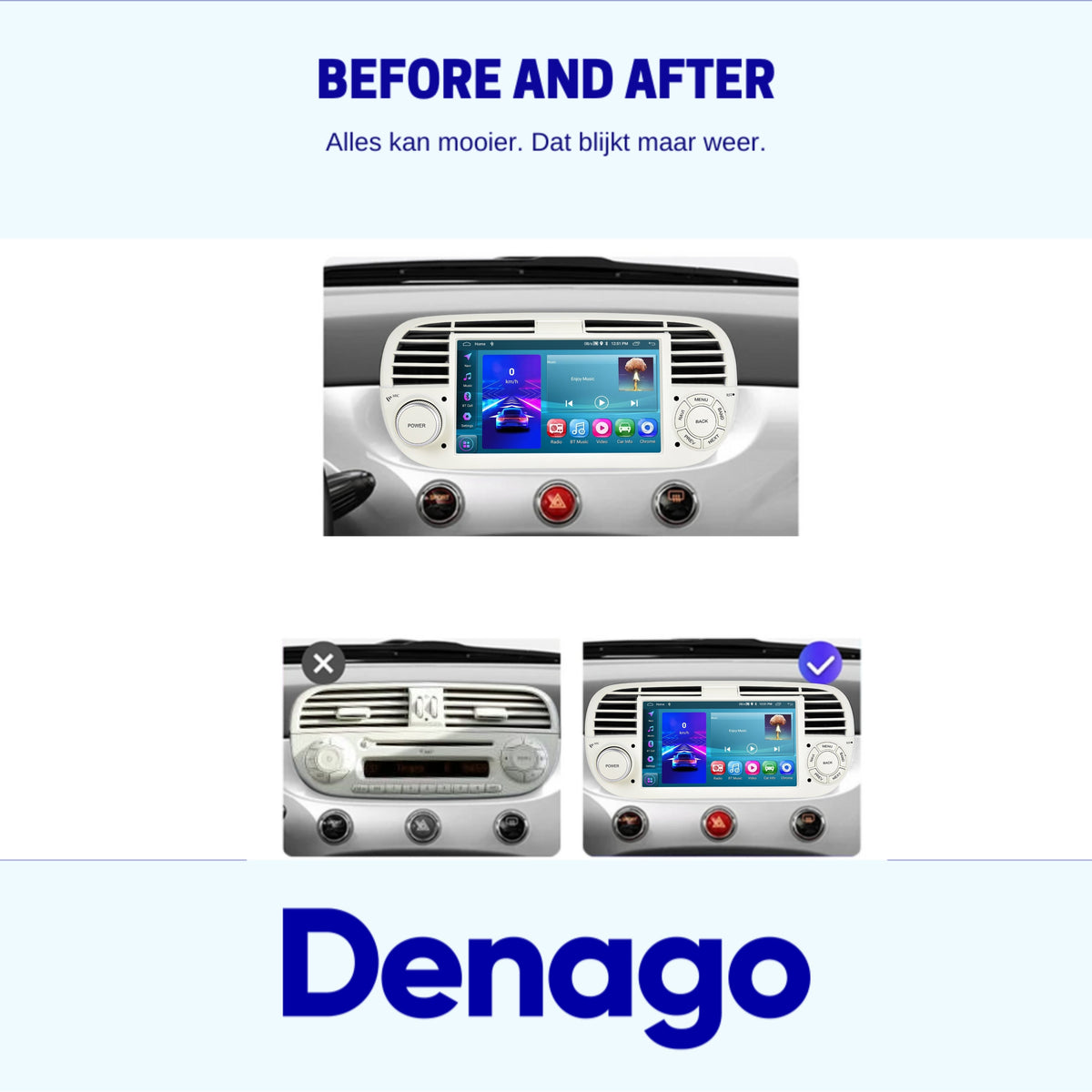Denago DNG-1123W multimediasysteem voor Fiat 500 en 500 Abarth (2007–2015), afbeelding 4