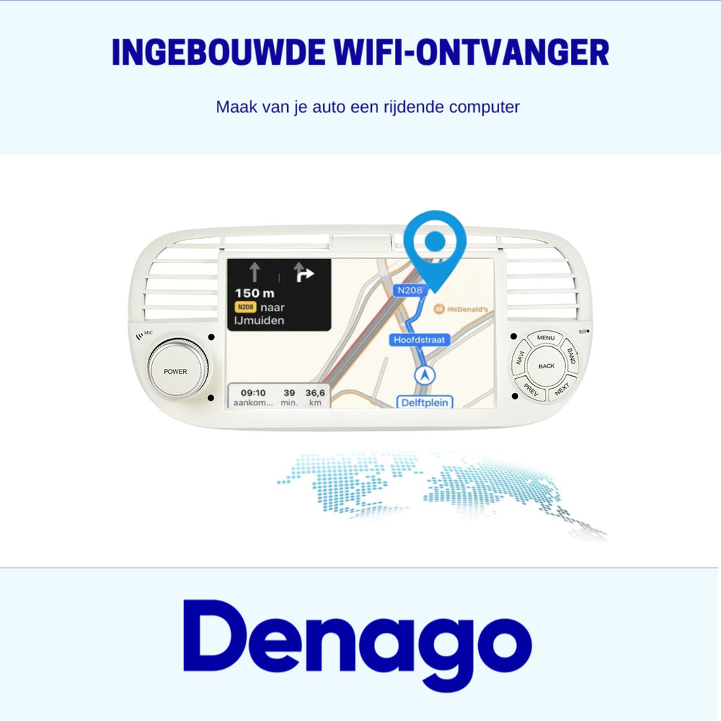 Denago DNG-1123W multimediasysteem voor Fiat 500 en 500 Abarth (2007–2015), afbeelding 8