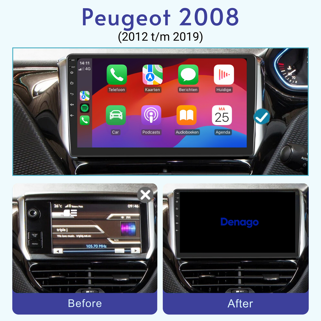 Denago DNG-A50 multimediasysteem voor Peugeot 2008 en 208 (2012–2019), afbeelding 3