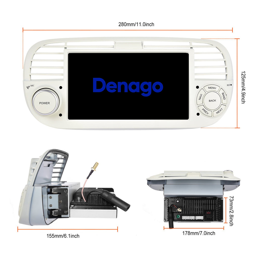 Denago DNG-1123W multimediasysteem voor Fiat 500 en 500 Abarth (2007–2015), afbeelding 7