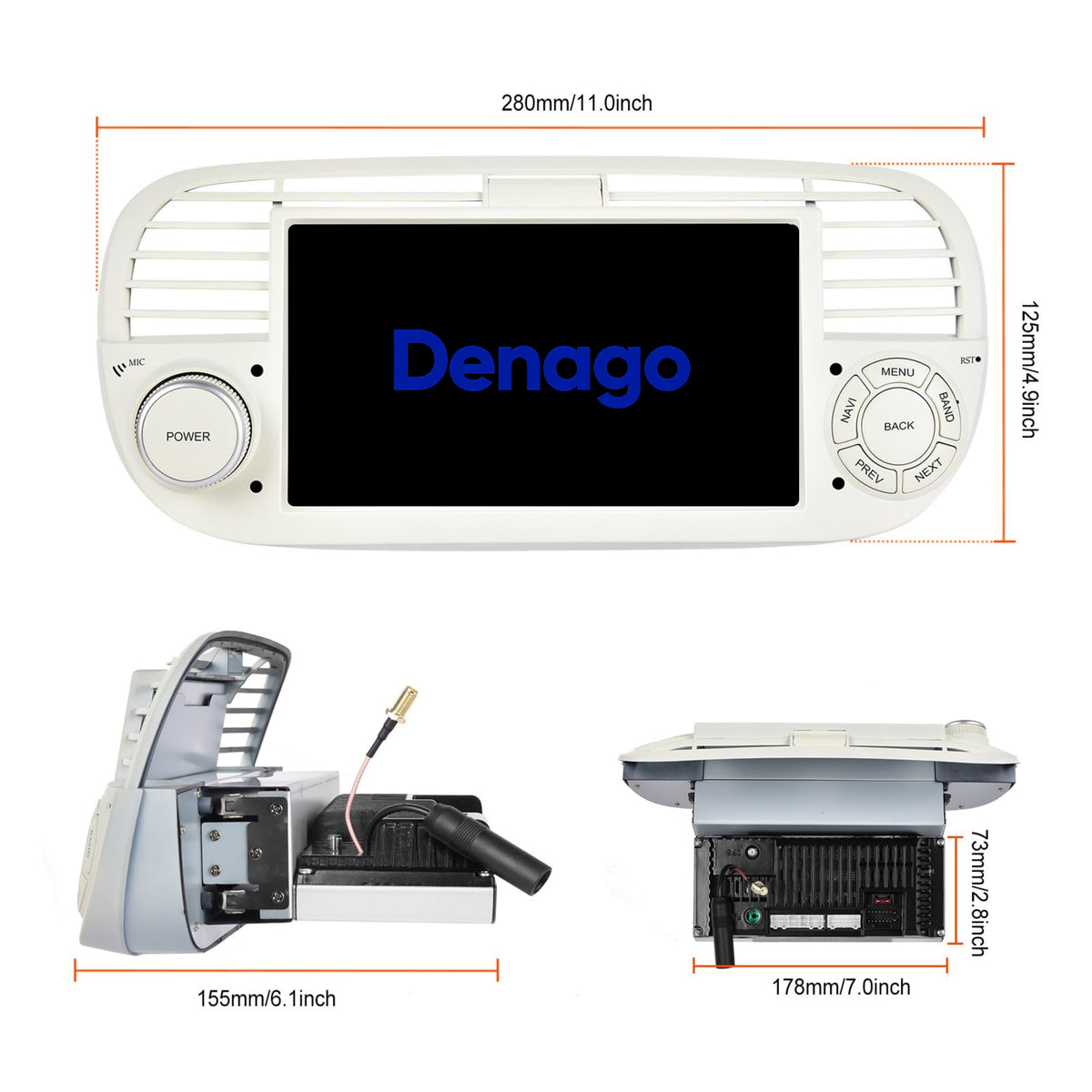 Denago DNG-1123W multimediasysteem voor Fiat 500 en 500 Abarth (2007–2015), afbeelding 7