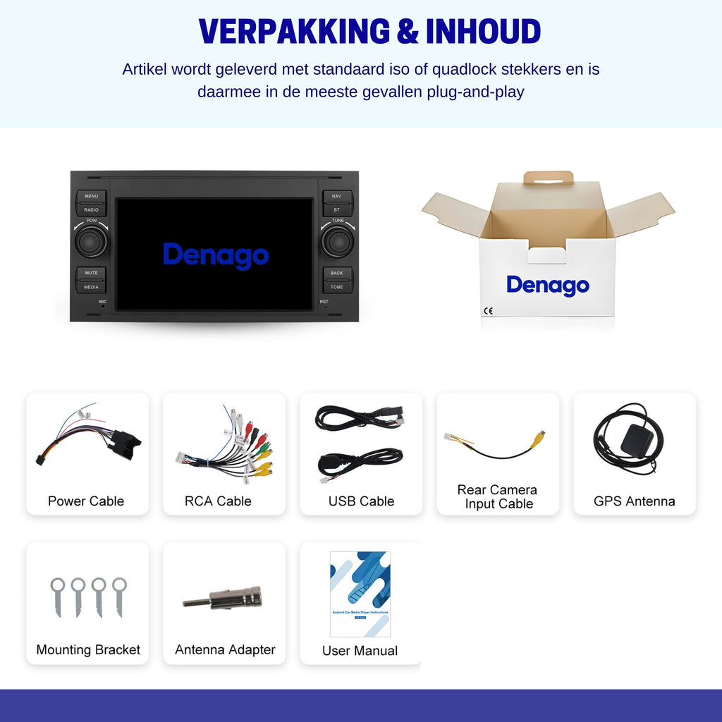Denago DNG-1114 multimediasysteem voor Ford C-Max, Fiesta, Focus 2 en meer (2003–2013), afbeelding 8