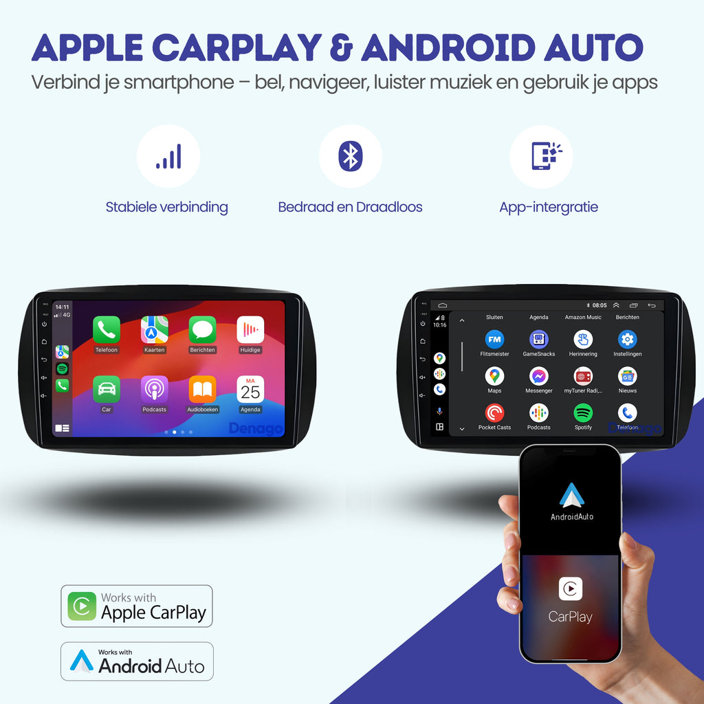Denago DNG-A197 multimediasysteem voor Smart Forfour en Fortwo (2015–2019), afbeelding 2