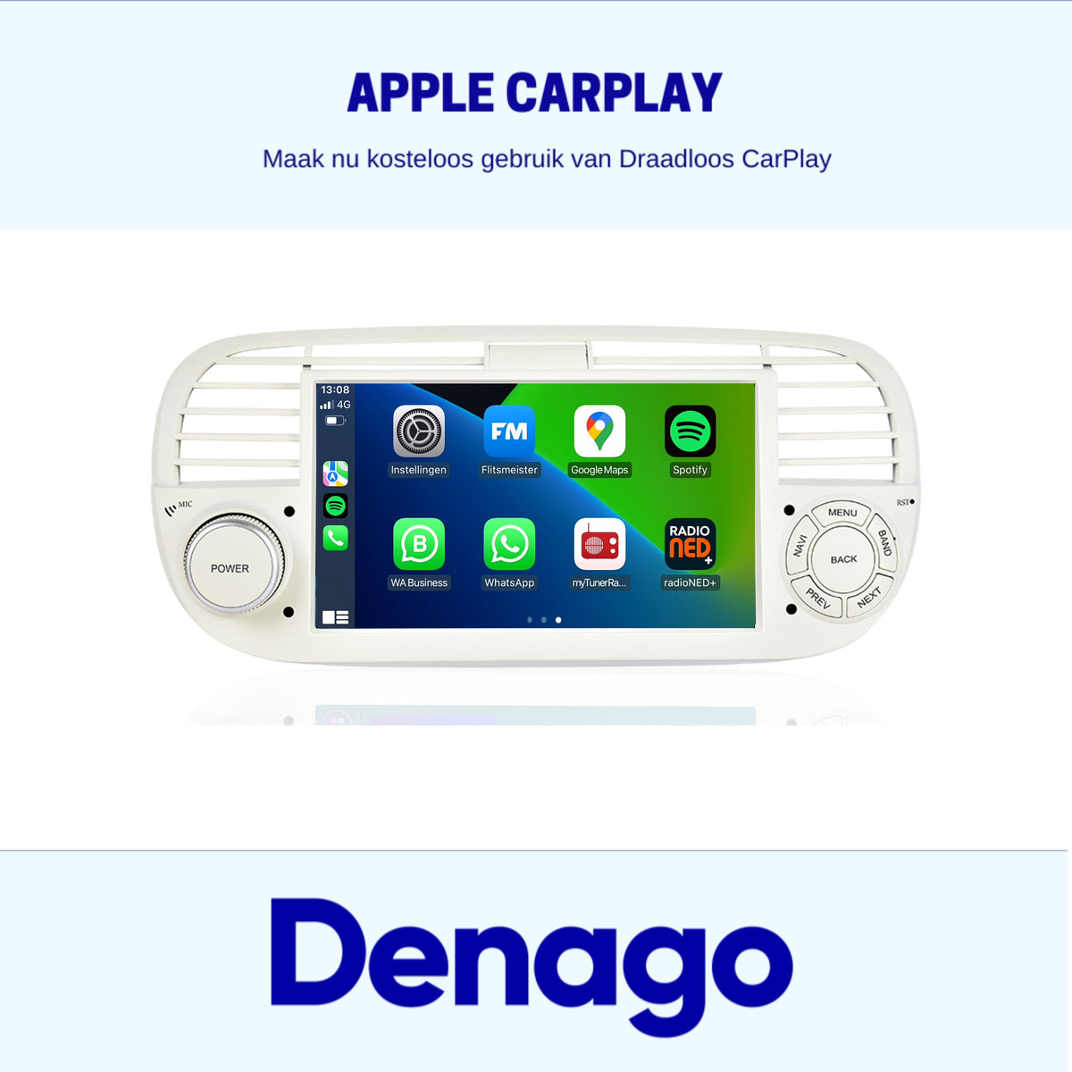 Denago DNG-1123W multimediasysteem voor Fiat 500 en 500 Abarth (2007–2015), afbeelding 5