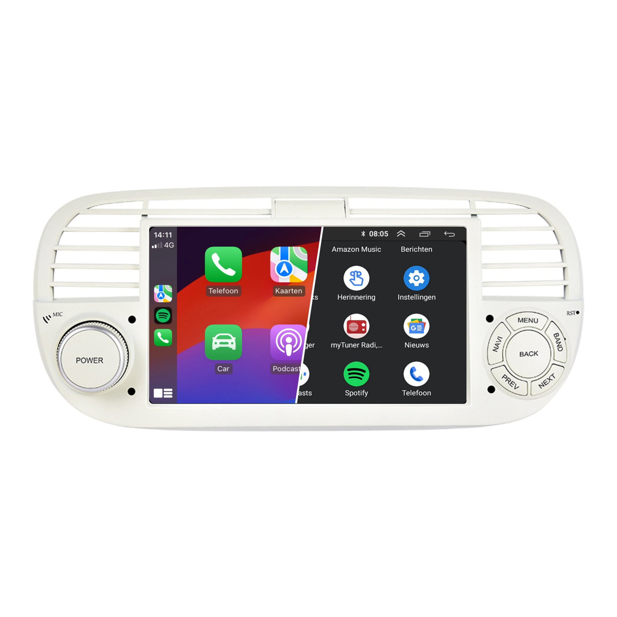 Denago DNG-1123W multimediasysteem voor Fiat 500 en 500 Abarth (2007–2015)