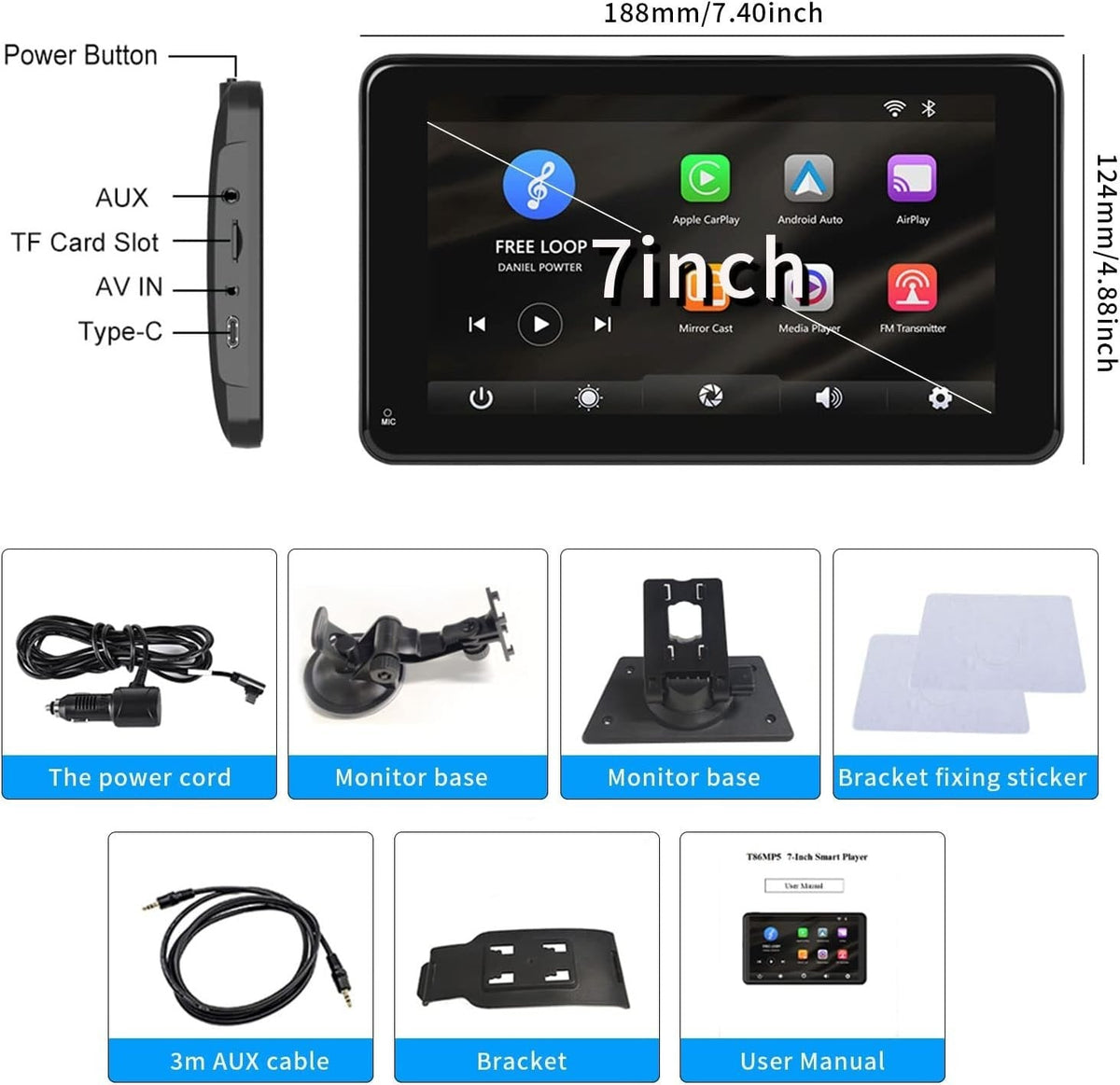 Denago DNG-210 los CarPlay-scherm voor op het dashboard, afbeelding 6