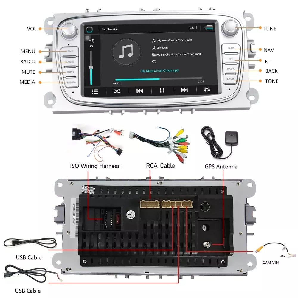 Denago DNG-68-5 multimediasysteem voor Ford Kuga (2008–2011), afbeelding 9